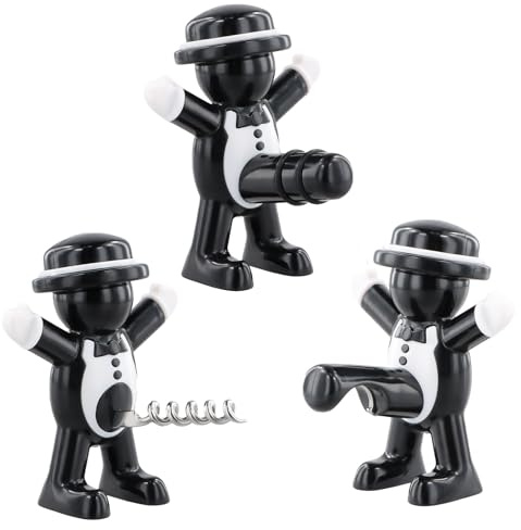 Funny Novelty - Set di 3 apribottiglie per vino e birra, cavatappi