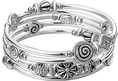 BULINLIN Pulsera Mujer de Cuentas Plata Pulseras Envolvente Multicapa Joyas Bohemio Regalo Cumpleaños Mujer(Metal)