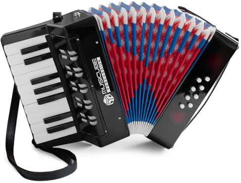 MUSICUBE Accordion Instrument for Kids Professional 17 Keys 8 Bass Accordion with Straps for Beginner Student Educational Musical Instrument for Boys Girls Aged 3+ Gift Choice