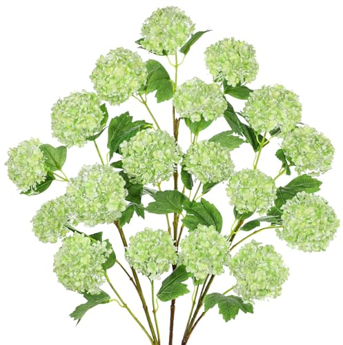 Hollyone 3 st hortensia konstgjorda blommor 18 st falska blomhuvuden, gröna falska hortensior konstgjorda hortensior för heminredning, vardagsrum, badrum, sovrum, balkong, kök, vårdekorationer