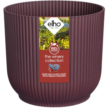 elho The Winery Collection 14 - Plant Pot Indoor - 100% Recycled Plastic - Ø 14.1 x H 12.9 cm - Red/Bordeaux Red