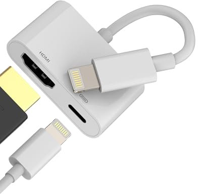 Adaptateur Lightning HDMI Jack pour iphone 14 13 Pro Max pour ipad TV Cable (2en1) Chargeur Certifié pour Apple MFI Écran Vidéo Prise Accessoire AV Displayport Femelle Appareil Numérique Dongle Vidéo