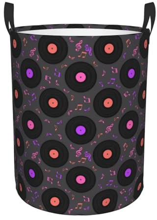 Cesto Para Ropa Sucia Notas Musicales De Discos De Vinilo Cesta De Almacenamiento Elegante Cesto Ropa Sucia Multifunción Lavandería Cestas Para Baño Hotel 40X50Cm