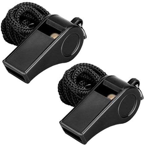 CXNXFD 2 silbatos con cordón negro, silbato deportivo, árbitro para deportes escolares, árbitros de fútbol, entrenamiento de perros, educación física