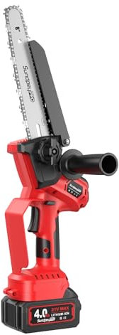 SundpeyPRO Mini Motosierra Bateria 2*4.0Ah, 8 y 6 Pulgadas Sin Escobillas Mini Sierra Electrica Bateria con Lubricador Automático, Ajuste Sin Herramientas, 1180W Motosierra Inalámbrica de Mano, jardín