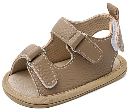 LACOFIA Baby Dop Sandaler Första Steg Barn Sommarskor med Halkfri Gummisula Månader, F Khaki, 6-12 mesi