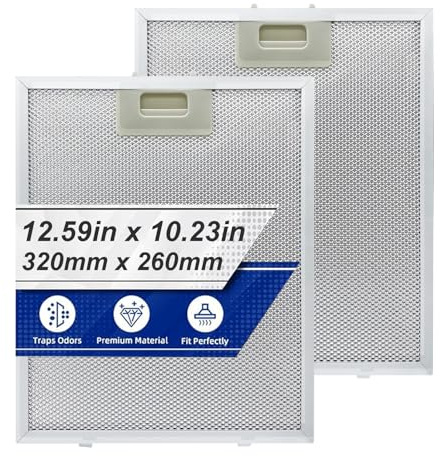 JNBGTU 320×260mm Cooker Hood Filter - 2-pieces Replacement Metal Grease Filters, 5-Layer Aluminium Mesh, for Kitchen Cooker Hood Grease Filters Hood Vent Filter
