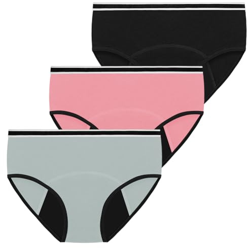 Adiwo Mutande Mestruali Assorbenti, Mutande Donna per Ciclo Mestruale con Slip, Lavabili e Riutilizzabili con Protezione Integrata, Adatto agli Adolescenti, Taglia M, 3 Confezioni