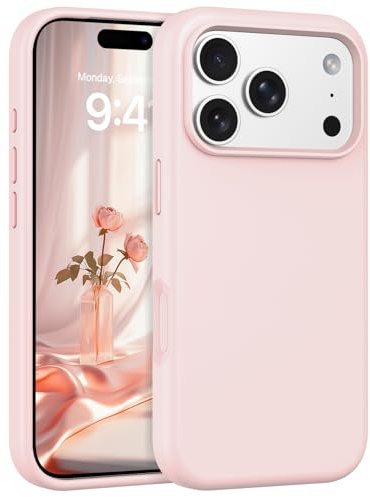 YINLAI for iPhone 17 Pro Case, Liquid Silicone Cover with [Metal Buttons], Military-Grade Shockproof Protection with a Slim Soft-Touch Skin Cover for Phone 17 Pro 6.3, Pink