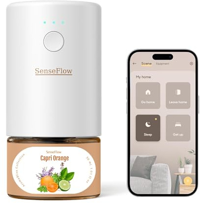 SenseFlow Difusor Aceites Esenciales Difusor de Aromas Smart Wi-Fi SF101S -Ultrasónico Sin Agua, 100 % Vegetal, Aromaterapia120 Días, para Hogar, Hotel y Estudio hasta 100 ㎡ - Naranja de Capri