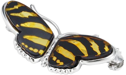 AMBEDORA Spilla in argento sterling 925 L con ambra