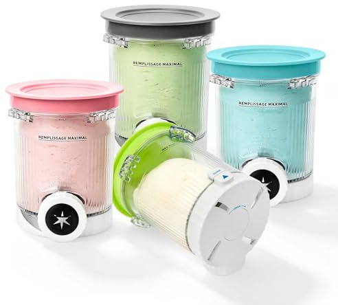 Yooyan 4 stycken behållare för Ninj Swirl av CREAMi glass- och ismaskin, 480 ml isbehållare för NC701EU, tillbehör för Ninj Creami, BPA-fri, diskmaskinssäker