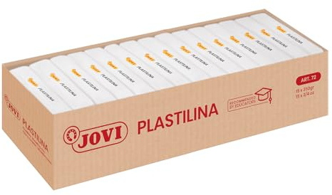 Jovi - PLASTILINA, Pasta da modellare a base vegetale, 15 x 350 grammi, Colore bianco, Grande plasticità, Senza glutine, Ideale per bambini a partire dai 2 anni (7201)