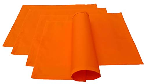 Lemos Home Platzset Tischset Platzdeckchen 4 Stück ca. 46 x 36 cm aus Baumwolle Viele Farben (Orange)
