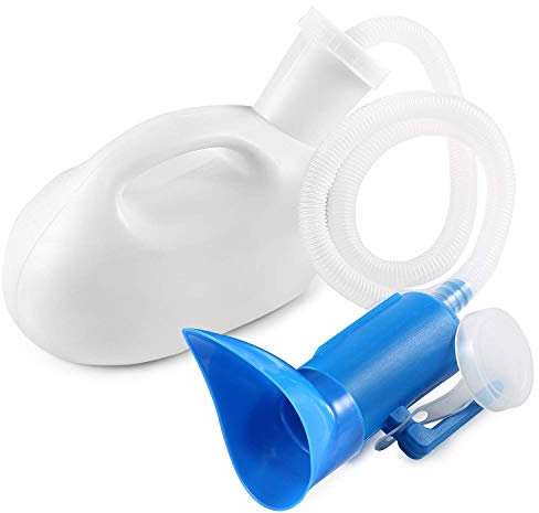 Huapa Portable 2000ML Orinal Pee Bottle Unisex Universal Macho Hembra Adaptador Orinal Urinario Inodoro de Viaje con Manguera para viajes de auto que acampan en el hospital