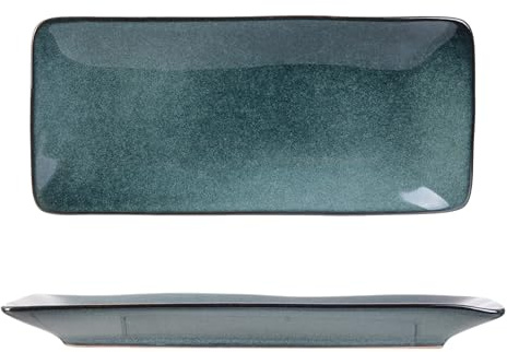 HOME DECO FACTORY - KA3877 - Coupelle Rectangle 10x22 cm Grès du Temps Bleu Art de la Table Service Saladier