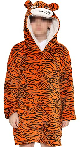 A2Z Unisex Mens Ladies Oversized Kangaroo Pocket - Snuggle 950 Tiger Adult One Size