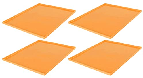 Lot de 4 plateaux de déshydrateur en silicone pour empêcher les feuilles de déshydrateur de coller multifonction sans BPA avec bords pour biscuits séchés pour cuir de fruits Orange