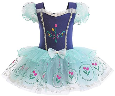 Lito Angels Princess Ballerina Costume Ballet Leotard with Tutu Dress for Kids Girls, Fancy Dance Wear Outfit Age 5-6 Years