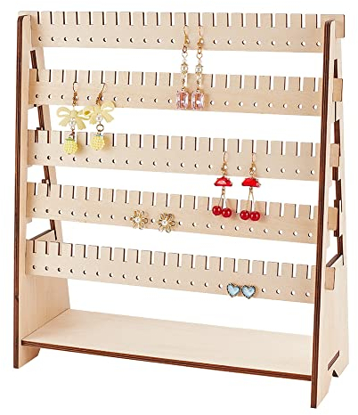 PandaHall Ohrringhalter Holz, 5-Stöckiger Schmuckständer Ohrringhalter Ohrstecker Display Schmuckhalter Schmuckturm Ohrring ständer Organizer Ohrsteckerhalter Für Ohrstecker Armband Halskette Ring
