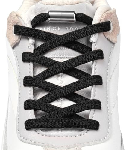 Handshop 2 Pairs Elastic Shoe Laces for Kids and Adults, No Tie Shoelaces for Trainers, Running Shoes, Sports Shoes Black 125cm