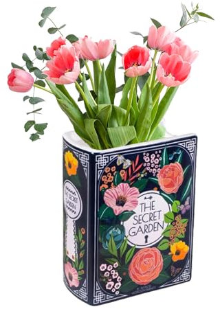 Small Book Shaped Decorative Vase, Ceramic Book Vase for Flowers, Unique Book Flower Vase Modern Decorative Vase for Home Office Bookshelf Living Room Bedroom Decor