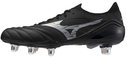 Mizuno IV Elite SI Soft Ground Chaussures de rugby pour homme, noir/argenté, 47 EU