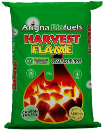 30L Harvest Flame Smokeless Biomass Fuel - High Heat Output & Low Ash - Suitable For Multi Fuel Appliances Open Fires Stoves Chimeneas Fire Pits - 100% Renewable Biomass Product