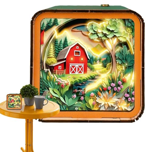 Wooden Puzzle Nightlight - Paisaje Puzzle Nightlight, de luz Nocturna | Juguetes educativos de, de luz Nocturna con función de luz LED, decoración del hogar para