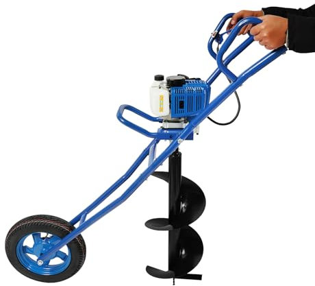 Tarière à essence 2 temps Tarière de jardin 52 cc 1460 W avec roue et foret