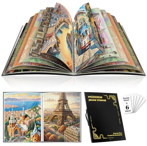 MOZOOSON Raccoglitore di puzzle per puzzle da 1500/1000 pezzi, accessori con 25 tasche, organizzatore di grande capacità, antipolvere e protettivo