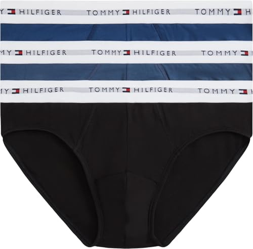 Tommy Hilfiger 3p Brief Um0um03875 Slip, Nero (Blk/Blu JN/AG Sea), L Uomo