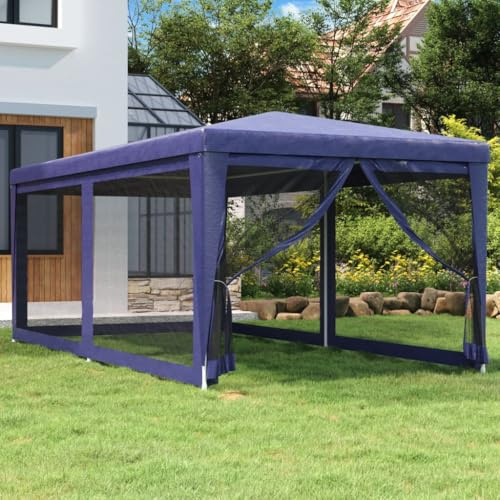 Festtält med 6 nätsidoväggar blå 3 x 6 m HDPE