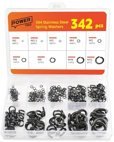 342 dischi a molla in acciaio inox nero, resistenti alla corrosione, distanziali, rondelle a molla per cerniere, rondelle piatte M2, M2,5, M3, M4, M5, M6, M8, M10, M12