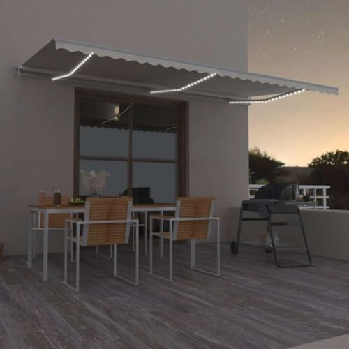 Pergola Adossée Voile Ombrage Rétractables pour Patio, Auvent Automatique avec capteur de Vent et LED 600x300 cm Crème pour Cour, Balcon, Jardin