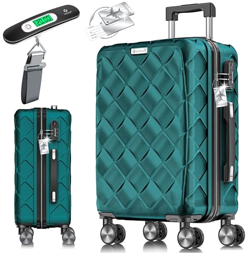 KESSER Valigia da viaggio - Bagaglio a mano - Rigida - In ABS - Con serratura a combinazione, bilancia per bagagli e portafoglio da viaggio con rotelle a 360° - Valigia con rotelle per affari e viaggi