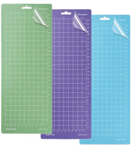 3 Pack Cutting Mats, 4.5 x 12 Non-Slip Adhesive Sticky Quilting Mats, Eco-Friendly PVC Replacement Cutting Mat for Crafting, DIY Projects (Standard/Light/Strong Grip)