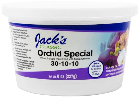 Jack's Classic 30-10-10 Orchid Special Water-Soluble Fertilizer with Micronutrients and Extra Nitrogen, Used for Turfs and Ornamental Grasses, 8oz