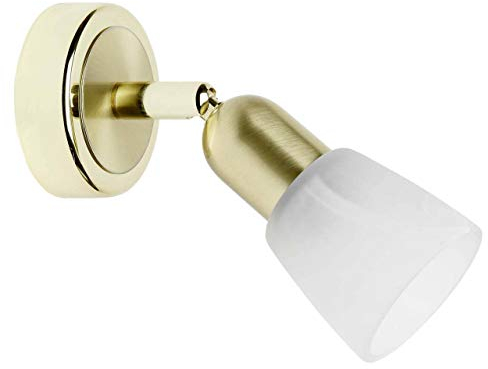 Lampada BRILLIANT Sofia spot a parete in ottone/alabastro bianco | 1x D45, E14, 40W, adatto per proiettori a caduta (non inclusi) | Scala da A ++ a E | Testa orientabile