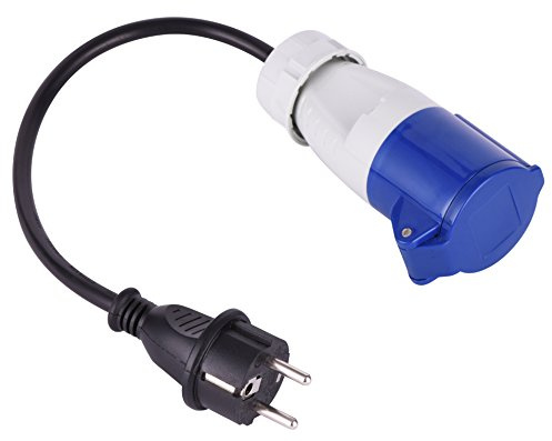 Electraline 20848043F Adattatore Caravan con Cavo in Gomma IP44 da Presa CEE (2P+T) a Spina Schuko, Lunghezza 30 cm H07RN-F 3G1.5mm, Adatto per Camper, Campeggio, Caravan, Barca, Cantiere