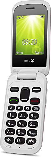 Doro 2404 Téléphone Portable simplifié 2G à Clapet idéal Senior avec Touche d'Assistance et Socle Chargeur Inclus [Version Française] (Rouge)