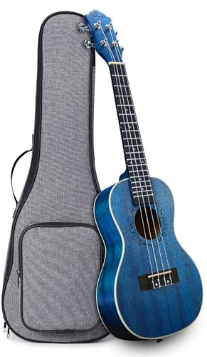 Concert Ukulele Ranch 23 inch Professional Wooden ukelele Instrument with Online 12 Lessons and Gig Bag - Small Hawaiian Guitar - Starry Blue