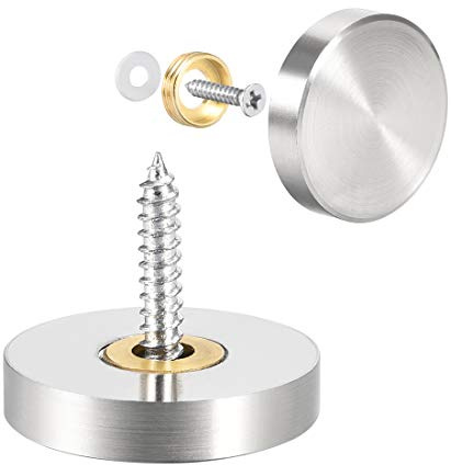 uxcell Mirror Screws Decorative Caps Cover Nails Brushed Stainless Steel 25mm, 8pcs