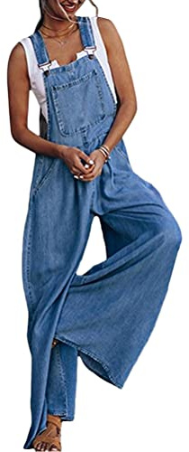 Tomwell Salopette en Jeans Femme Déchirée Combinaison en Denim Bodysuit Overall Jumpsuit Grand Taille Salopette C Bleu M