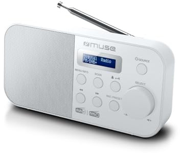 Muse M-109 DBW Blanco Radio Dab+/FM PORTÁTIL con Altavoz Integrado Y Pantalla