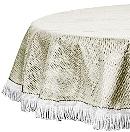 GRASEKAMP Qualität seit 1972 Gartentischdecke 160cm Rund Beige Weichschaum Witterungsbeständig Wetterfest geschäumt Pflegeleicht abwaschbar