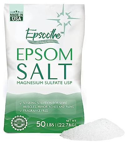 Epsom Bath Salt, Magnesium Sulfate USP, Unscented, Fine Grain, 50 Pound Bag (Packaging May Vary)