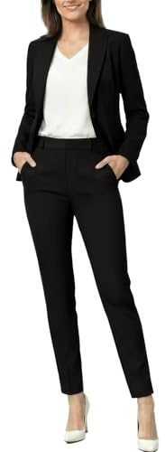 Marycrafts Women's Pant Suits Set – Professional Business Suiting Blazer and Pants 2 Piece Outfit 2 Black