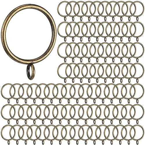 Maitys 100 Pcs Metal Curtain Rings with Eyelet 1.5-inch Inner Diameter Eyelet Curtain Rings for Drapery Clips Hooks for Sliding Window Bathroom Door Shower Rod (Bronze)