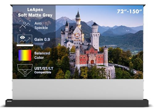 WUPRO LeApex Schermo di Proiezione Retrattile Elettrico Gray Fabric - Schermo Intelligente Universale 4K Ultra HD 3D Attivo 100 Pollici per Tutti i Tipi di Proiettori